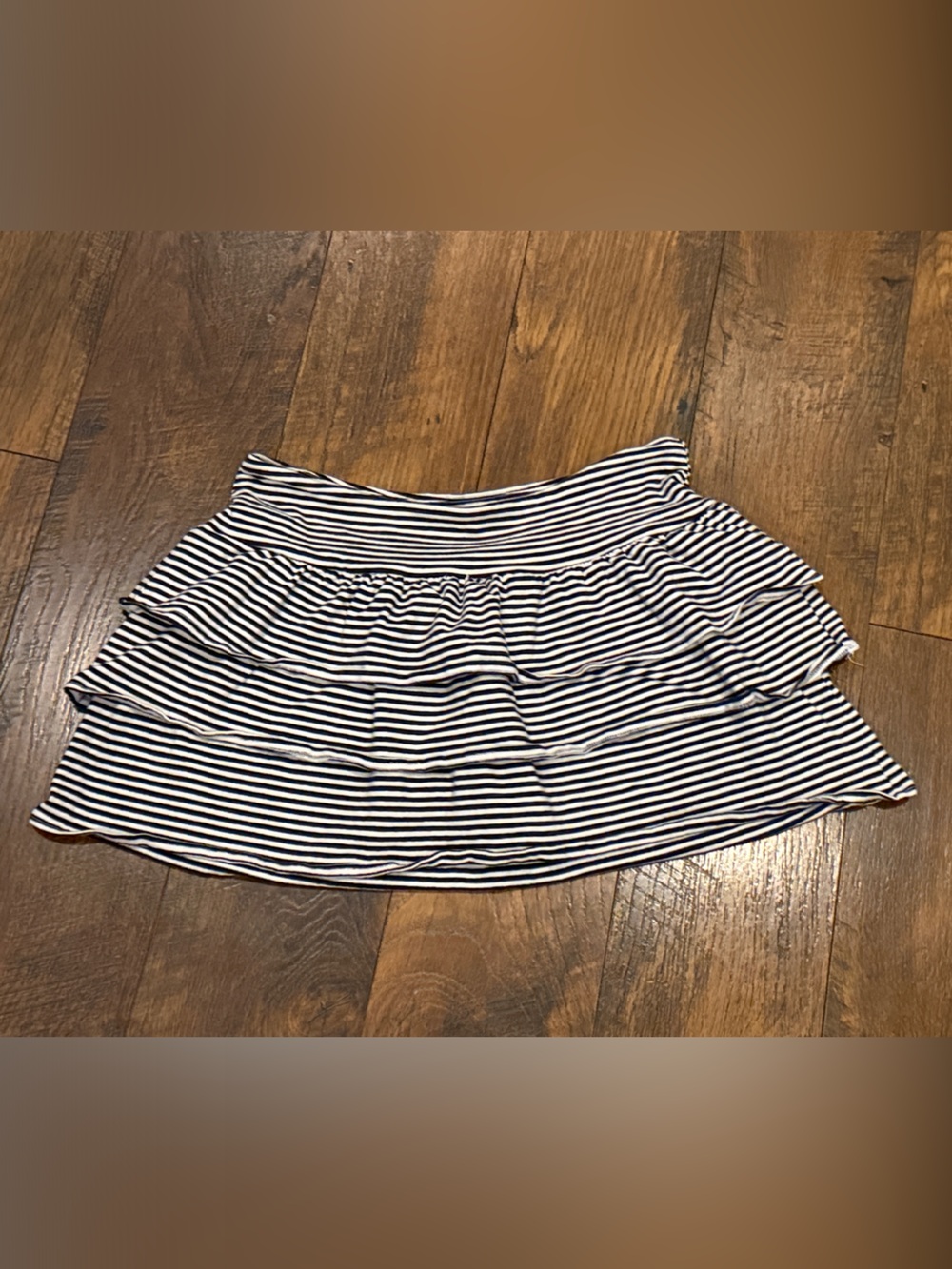 Hollister Navy and White Striped Ruffle Skort